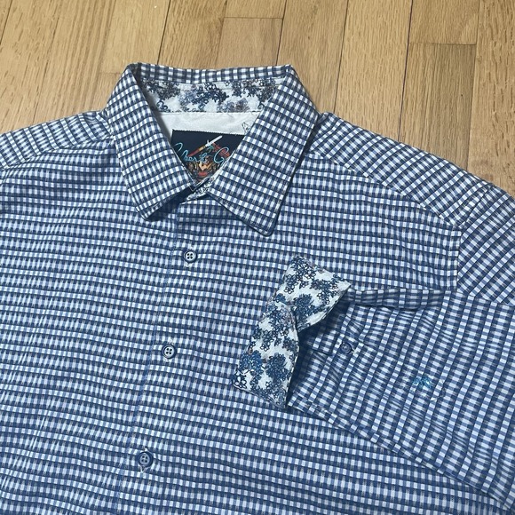Robert Graham Other - Robert Graham Dress Shirt Mens L Blue Floral Flip Cuff Button Up Long Sleeve